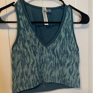 Athleta Teal Patterned Women's Crop Tank Top